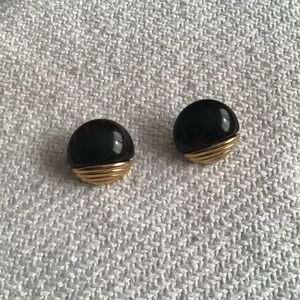 Dark brown and gold round earrings